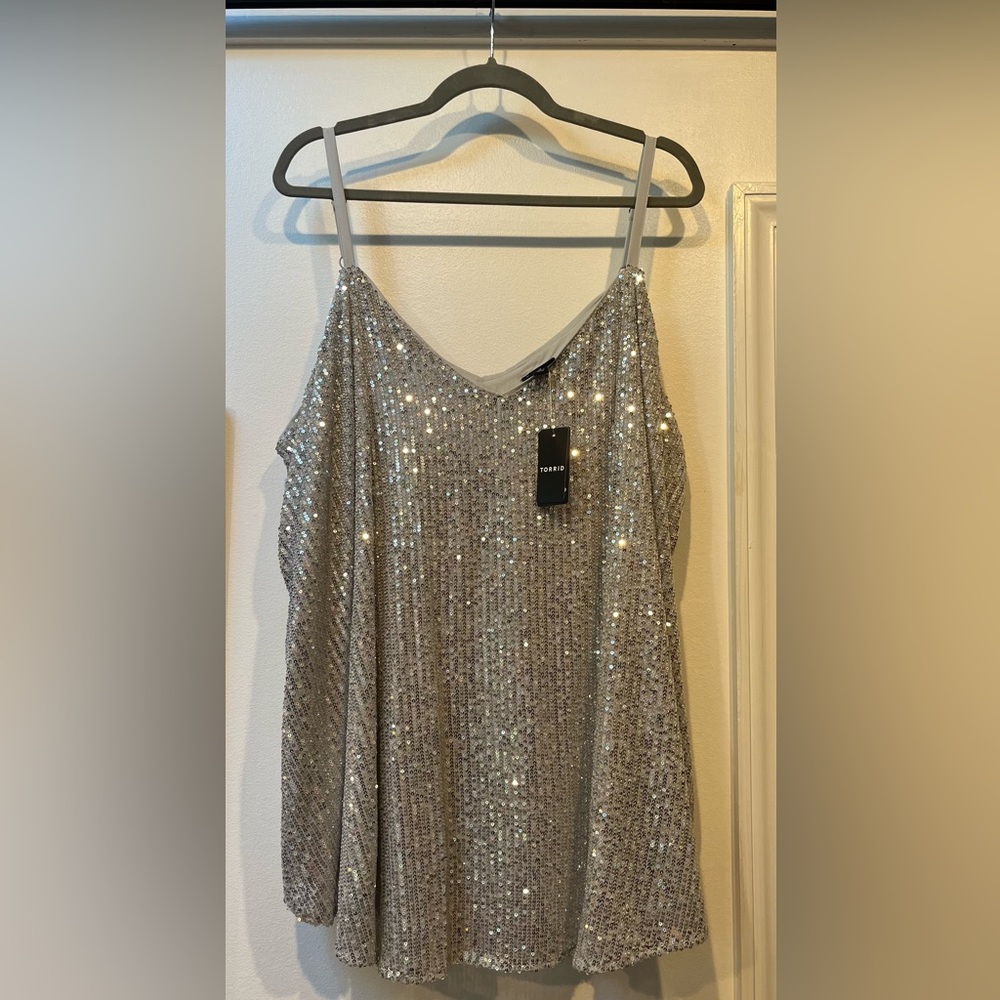 Torrid Glittering Silver Sequin Camisole